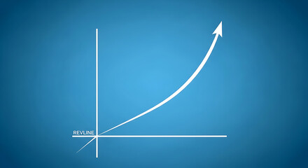 A white line graph on a blue background with an upward trend