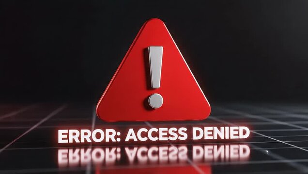 Error warning sign with exclamation mark on dark reflective surface
