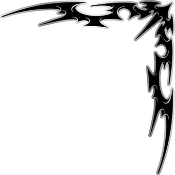 Neo Cyber Tribal Corner Frame, Gothic Tribal Corner Graphic