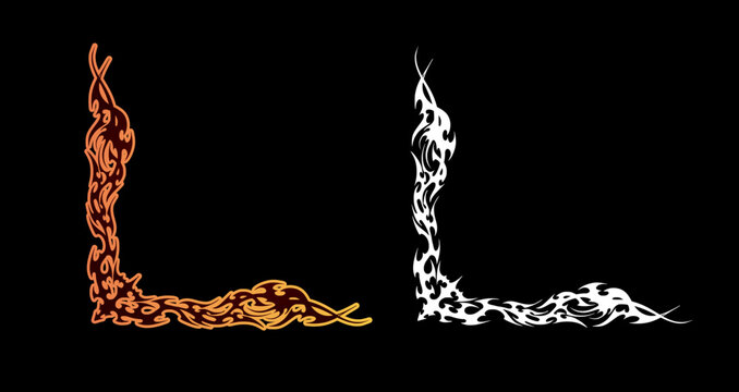 Neo Cyber Tribal Corner Frame, Gothic Tribal Corner Graphic