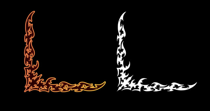 Neo Cyber Tribal Corner Frame, Gothic Tribal Corner Graphic