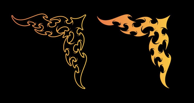 Neo Cyber Tribal Corner Frame, Gothic Tribal Corner Graphic