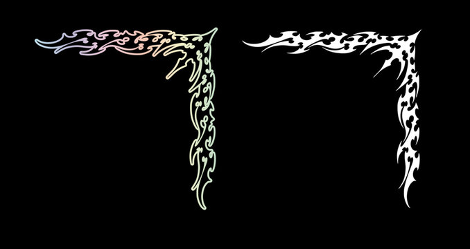 Neo Cyber Tribal Corner Frame, Gothic Tribal Corner Graphic