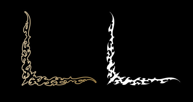 Neo Cyber Tribal Corner Frame, Gothic Tribal Corner Graphic