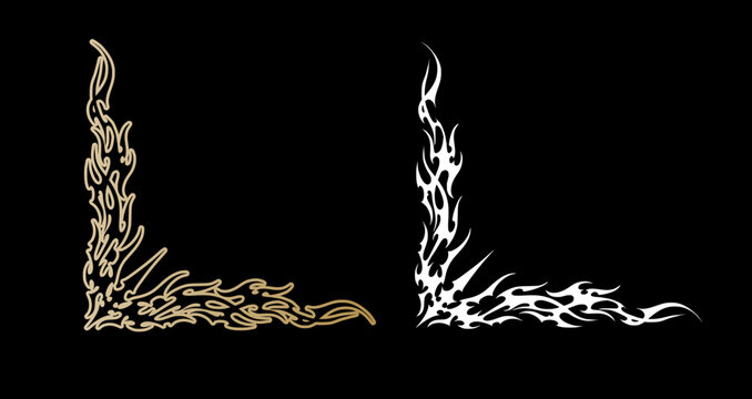 Neo Cyber Tribal Corner Frame, Gothic Tribal Corner Graphic