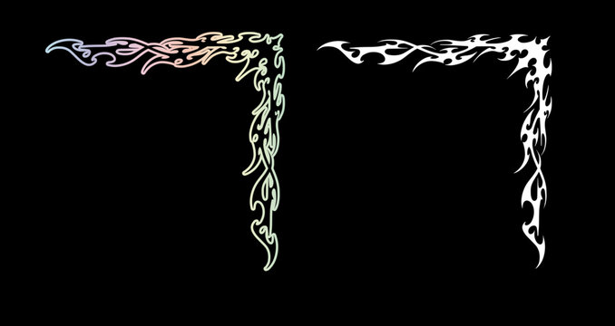 Neo Cyber Tribal Corner Frame, Gothic Tribal Corner Graphic