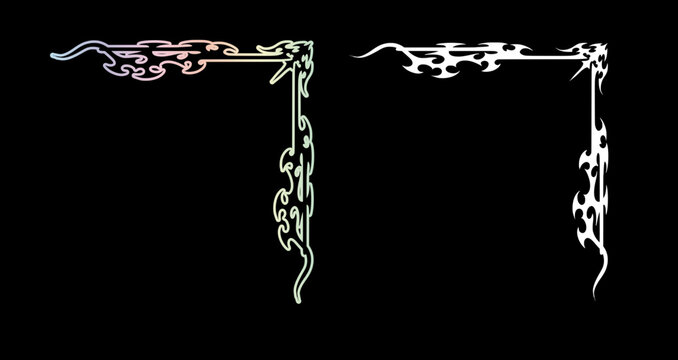 Neo Cyber Tribal Corner Frame, Gothic Tribal Corner Graphic