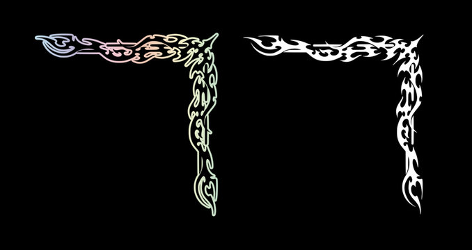 Neo Cyber Tribal Corner Frame, Gothic Tribal Corner Graphic