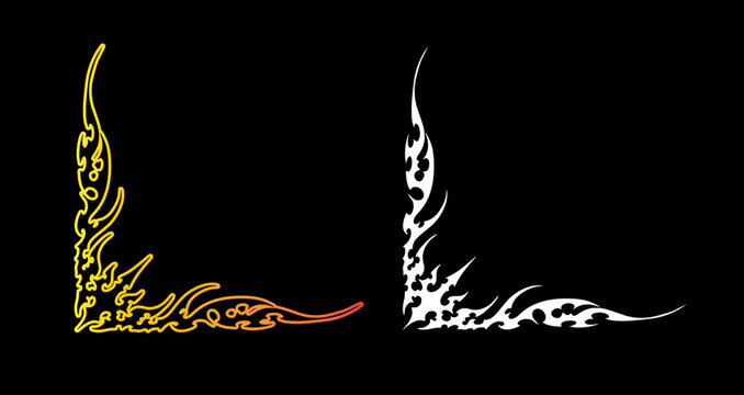 Neo Cyber Tribal Corner Frame, Gothic Tribal Corner Graphic