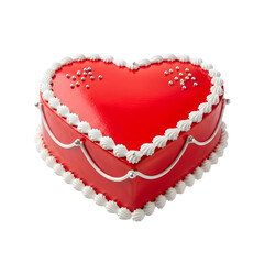 Heart Shaped Red Cake with White Icing.