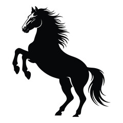 Horse rearing on hind legs Vector, Silhouette, Illustration