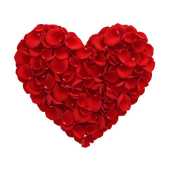 Heart Shaped Red Rose Petals Arrangement.