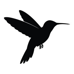 Hummingbird hovering, with wings spread Vector, Silhouette, Illustration