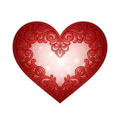 Ornate Red Heart with Floral Pattern.