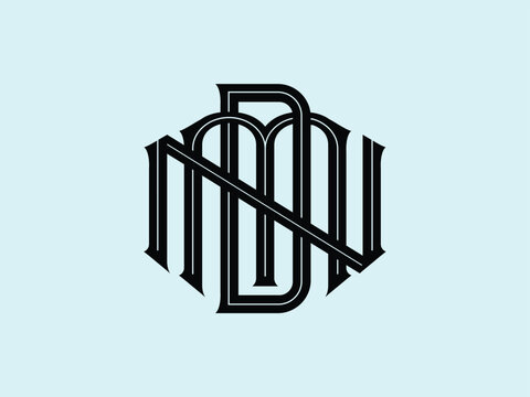 Intertwined Black nmd Monogram Logo Design on Light Blue Background