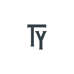 Fototapeta premium TY Abstract Initial Logo. Clean, high-contrast typography suitable for branding, identity, and corporate design. Ideal for logos, signage, and minimalist graphic projects.
