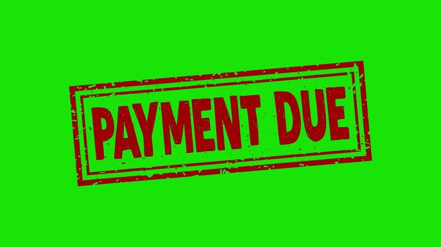 Payment Due rubber stamp animation. payment due texture text Up to down motion graphics. stamp zooming and hit effect 4k video.