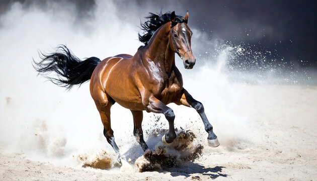 upheaded  high stepping American Saddlebred horse trotting with his tail set high