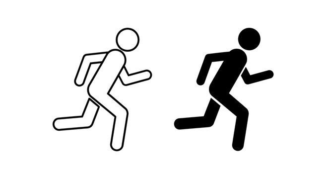 Running Man Icon Set &ndash; Jogger Sprint Outline Solid Symbols