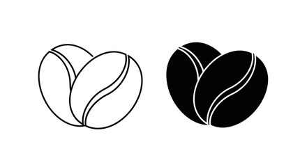 Obraz premium Coffee Beans Icon Set – Roasted Cafe Organic Outline Solid Symbols