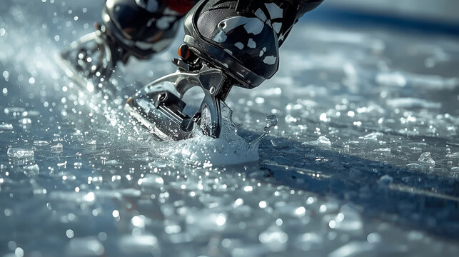 Winter Olympics Inspired Macro Ice and Speed Skating Detail