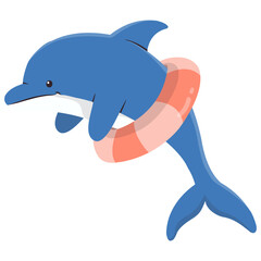 Obraz premium Illustration of Adorable Dolphin Performing. Vector Cartoon Character 