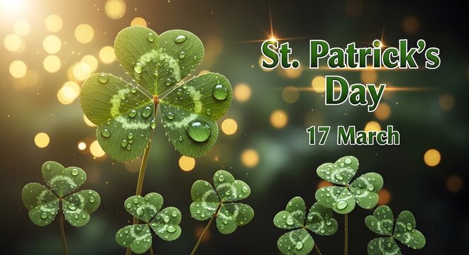 St patrick's day celebration with shamrocks and bokeh lights