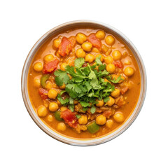 Chickpea curry in a bowl isolated on transparent background