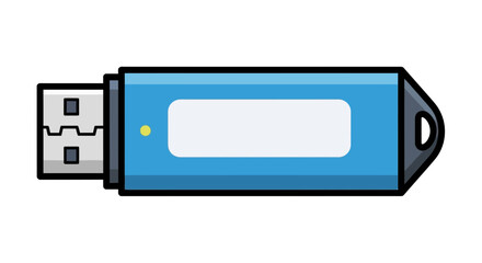 Fototapeta premium Blue USB Flash Drive Icon with Blank Label, Digital Storage