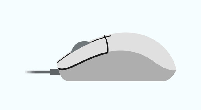 Computer Mouse Side View, Modern Design, Technology Icon, Isolated on White