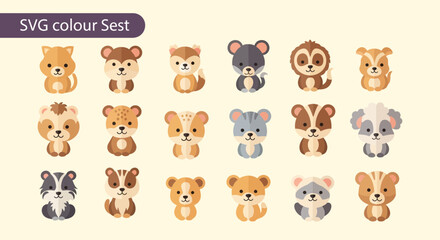 Cute Cartoon Animals Set: Hamsters, Bears, Mice, and More © Ahda