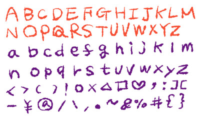 手描き　アルファベット　文字　数字　記号
