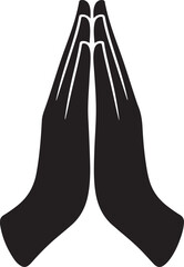 Praying Hands Silhouette Isolated on White Background