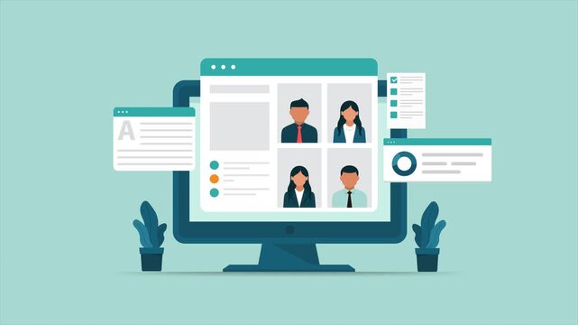 Home Office Remote Work Flat 2D Animation Scene