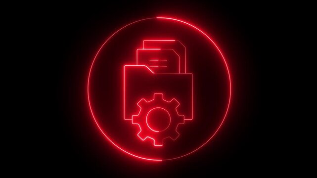 neon Data management icon animation. file handling or data file documentation and customization setting symbol set. file management or folder manager. Suitable for cloud computing concepts designs.