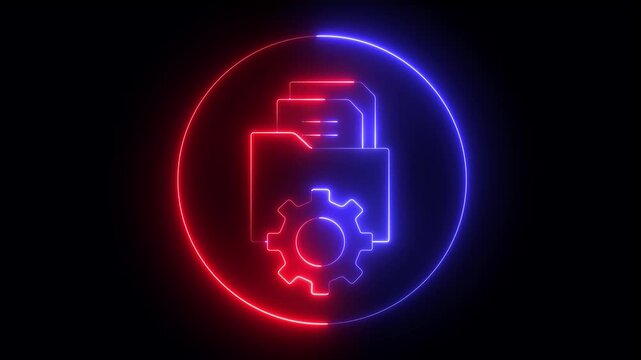 neon Data management icon animation. file handling or data file documentation and customization setting symbol set. file management or folder manager. Suitable for cloud computing concepts designs.