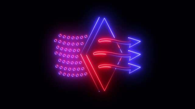 glowing neon Air filter icon isolated on black background. Solid Particle Filter. air filtration icon. 4k video animation.
