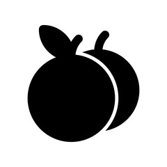 Minimalist Silhouette Illustration of Two Oranges with Detailed Leaves