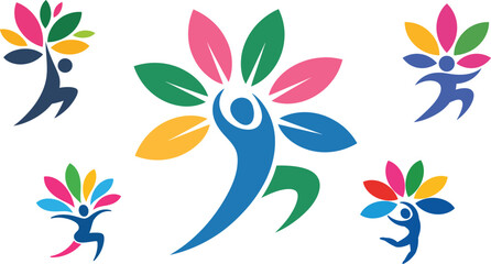 Obraz premium Vibrant human figures forming colorful flowers in dynamic poses