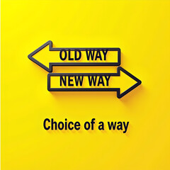 Choice of a way, old road or new way, template landing page form for web design and text placement, vector illustration black line arrows forward or backward