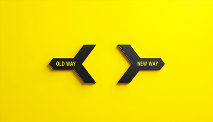 Choice of a way, old road or new way, template landing page form for web design and text placement, vector illustration black line arrows forward or backward