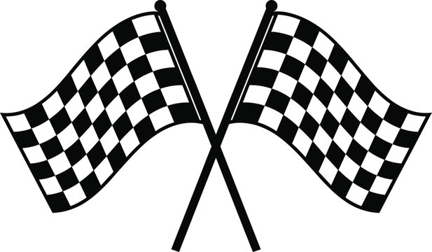 Crossed Black and White Checkered Racing Flags Vector Illustration for Victory and Competition