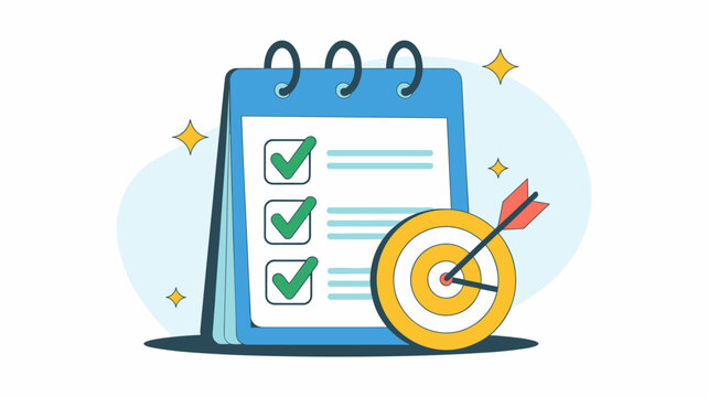 checklist progress goal target achieved successful completion tasks and objectives on calendar schedule with important event marked