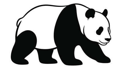 A black and white illustration of a panda walking on all fours. isolated on white background, Vector © MDRaisul
