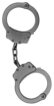 Black metal handcuffs isolated