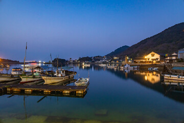 鞆の浦　漁港　夜明