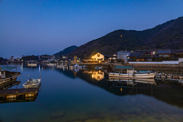 鞆の浦　漁港　夜明