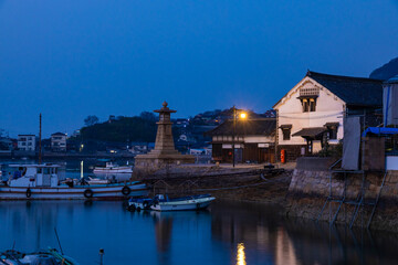 鞆の浦　漁港　夜明