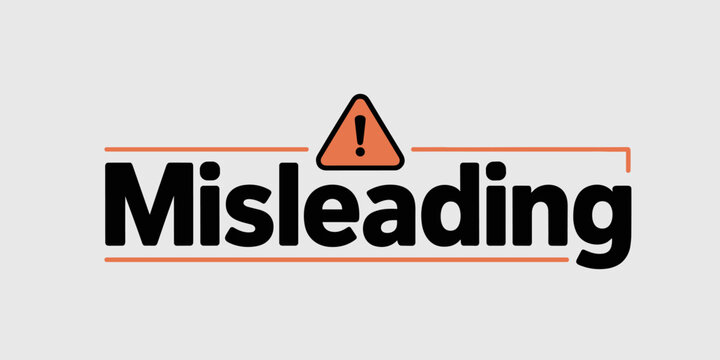 Misleading warning sign with exclamation mark graphic illustration concept for deception misinformation fake news or incorrect information caution danger alert symbol for confusion ambiguity and fraud
