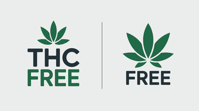 THC Free logo graphic illustration for cannabis industry products safe natural hemp extract laboratory tested assurance symbol for consumer wellness brands and medicinal applications no psychoactive c